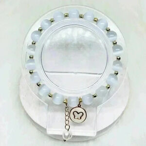 Butterfly Charm Moonstone Beaded Bracelet